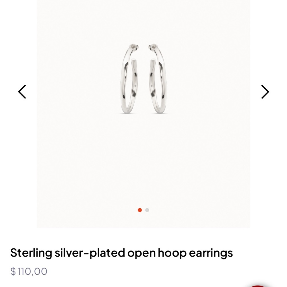 New - never used UNO de 50 Sterling silver-plated open hoop earrings